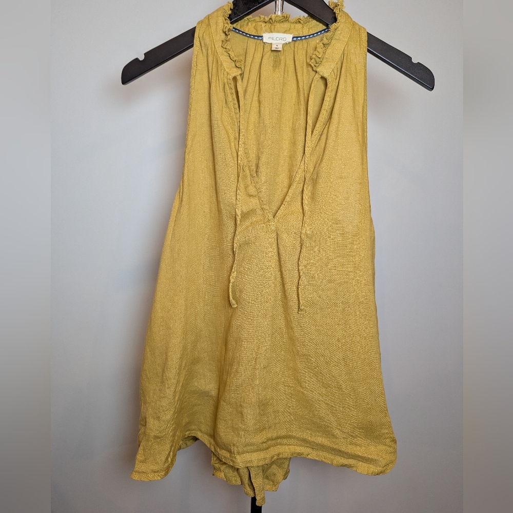 Pilcro Women's Size M Mustard Yellow Flowy Cotton Tank Top